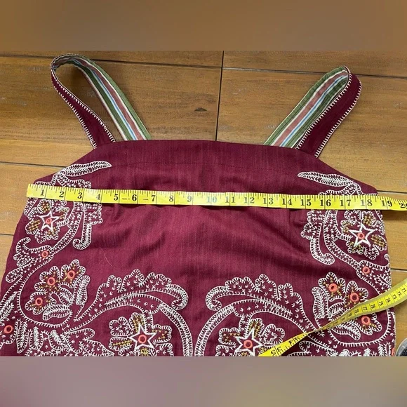 Anthropologie Sleeveless Embroidered Apron Tank Open Back Embroidered NWT Size L - Picture 15 of 16
